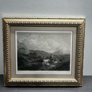 Framed JB Allen Sculpt Hyde Park in 1858 JT Harding Pinxt Color Print Art